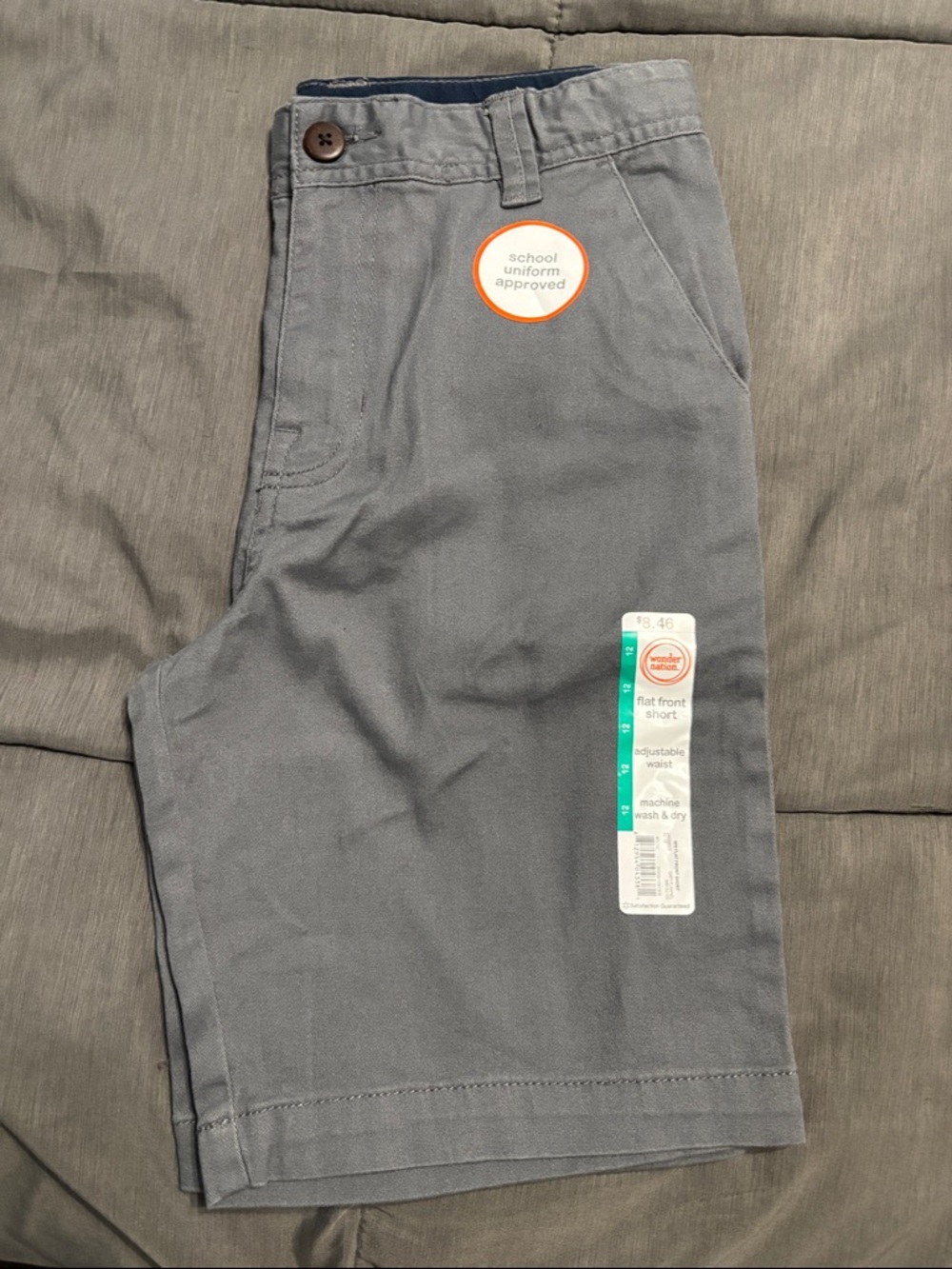 wonder nation Gray School Uniform Flat Front Shorts